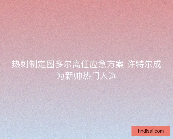热刺制定图多尔离任应急方案 许特尔成为新帅热门人选